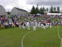 Sack Race, Childrens Events at Dufftown Highland Games,  Dufftown, Moray, Scotland, UK