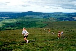 One of the magnificent views as the runners reach the heights racing in  the 5 Tops Hill Race at Dufftown Highland Games, Dufftown, Moray, Scotland, UK.